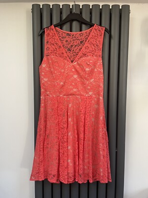 oasis coral lace dress Coral Rose Lace Dress
