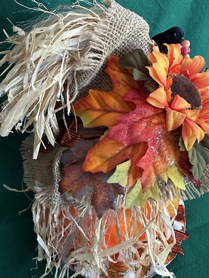 Gemmy Halloween Fiber Optic Jack O Lantern Pumpkin w/ Autumn