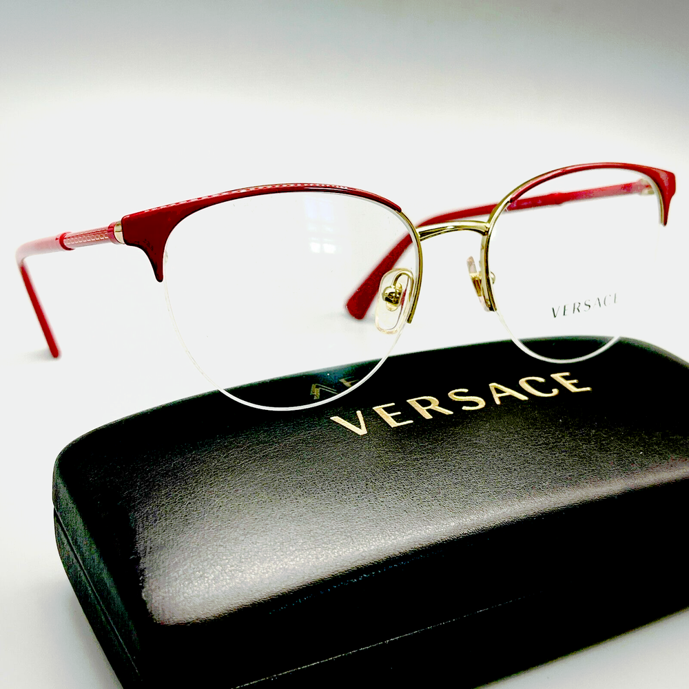 Versace VE 1247 1408 52-17-140 mm Women's Cat Eye RED Eyeglasses 100% ORIGINAL