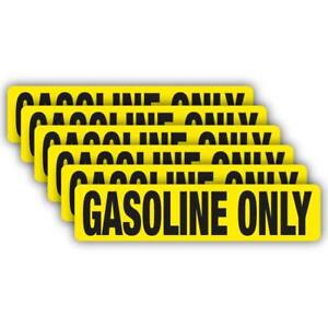 6  Gasoline Only Decal VINYL STICKER gas tank vehicle sign vehicle labels safety