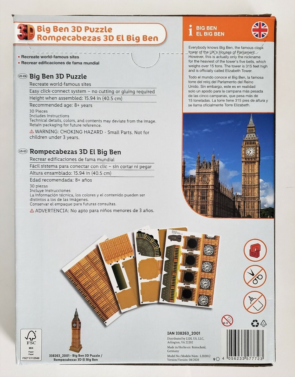 3Dパズル　BIG　BEN Puzzle Big Ben 3D