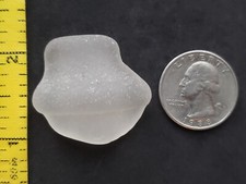 PURE BEACH SEA GLASS SURF TUMBLED WHITE CLEAR SNOW NECK LIP FROSTED PENDANT V1