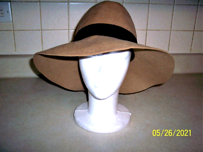 EUGENIA KIM TAN DOMESTICATED RABBIT HAIR FELT FLOPPY HAT MED  display picture 1