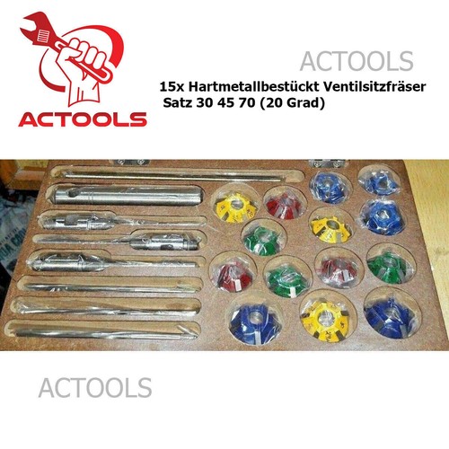 15x Carbide Equipped Valve Seat Cutter Set 30 45 70 (20 Degree) ACTOOLS