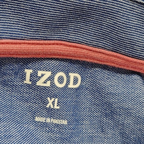 Izod Long Sleeve Polo Shirt For Men Size XL Blue Color Zip On Front B4 - Picture 10 of 13