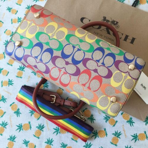 Coach Tasche C4396 Rainbow Signature Handtasche Schultertasche 2WAY Boston Bag Tasche JP - Bild 6 von 21