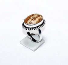 Crazy Lace Agate Gemstone Oval Shape Handmade Ring Jewelry Size 6.7 Inches