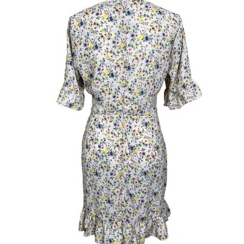 pretty little thing cream dress women sleeve floral Corset swing dress size 10 - Picture 2 of 14