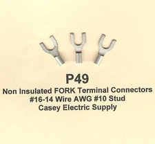 50 Non-Insulated FORK SPADE Terminal Connector #16-14 Wire Gauge #10 Stud USA