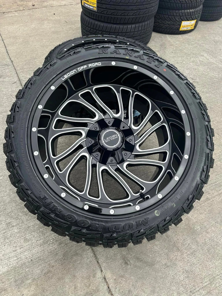 22x12 LEGION OFF ROAD Wheels Rims 33" MT Tires Package 8x170 Ford F250 F350 - Image 3 of 4