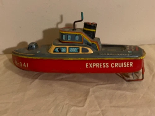 Bandai Japan Tin Windup Express Cruiser Toy Boat au-73