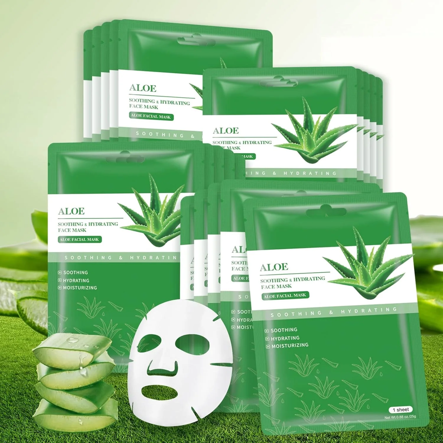 10-Pack Hydrating Aloe Vera Sheet Masks for All Skin Types