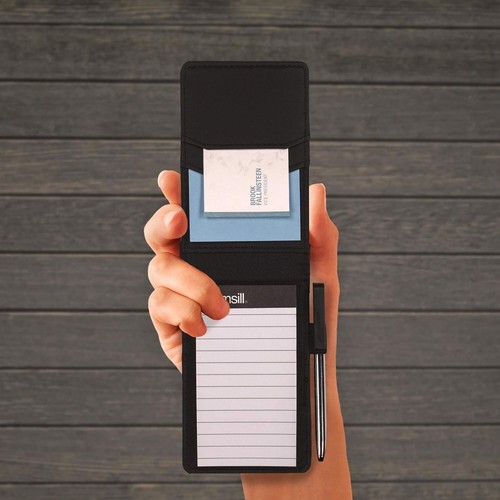 Stylish Faux Leather Pocket Notepad with Card Slots & Refillable Sheets - Black - Picture 7 of 8