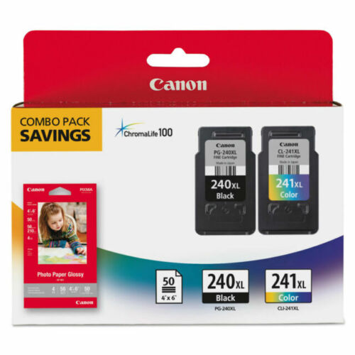 Genuine Canon PG-240XL Black CL-241XL Color Ink Cartridge W Papar NIB Ships Fast - Picture 1 of 1