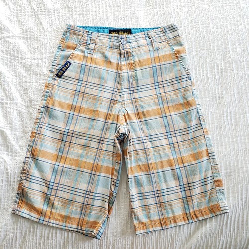 Boys Old Skool Plaid Shorts Sz 12 Blue 