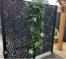 Garden Screen with Envy 3 Alhambra panels 5 Posts Full Set Black Composite