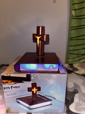 Handmade Levitating Cross Lamp, Technology Handmade Floating Cross, Red