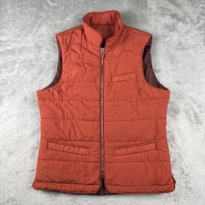 Stenstroms Soft Quilted Nylon Vest Mens Size Small US Solid Rust Red Zip EUC
