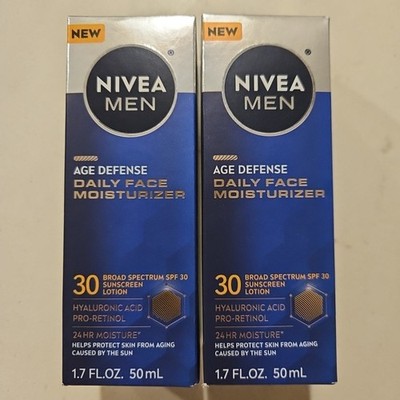 Nivea Men Age Defense Daily Face Moisturizer SPF 30 1.7oz X2 Exp 08/2026+