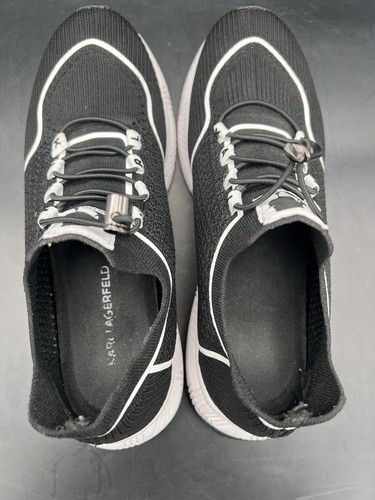 Karl Lagerfeld Paris sneaker da donna taglia 9 m RILA nere con bordo bianco alla moda - Foto 4 di 9