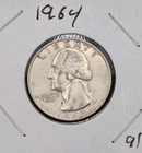1964-P Philadelphia Mint Silver Washington Quarter Coin 90% Silver