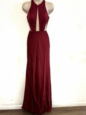 La Femme Red Cutout Halter Evening Gown Size 0 #48 NWT