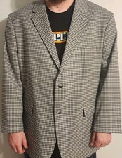 Oak Hill Sport Coat Mens 2XLT 50L-52L Gray Blue Check Blazer Preppy Casual