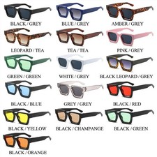 Retro Rectangle Sunglasses for Women Men Chunky Square Thick Frame Glasses UV400