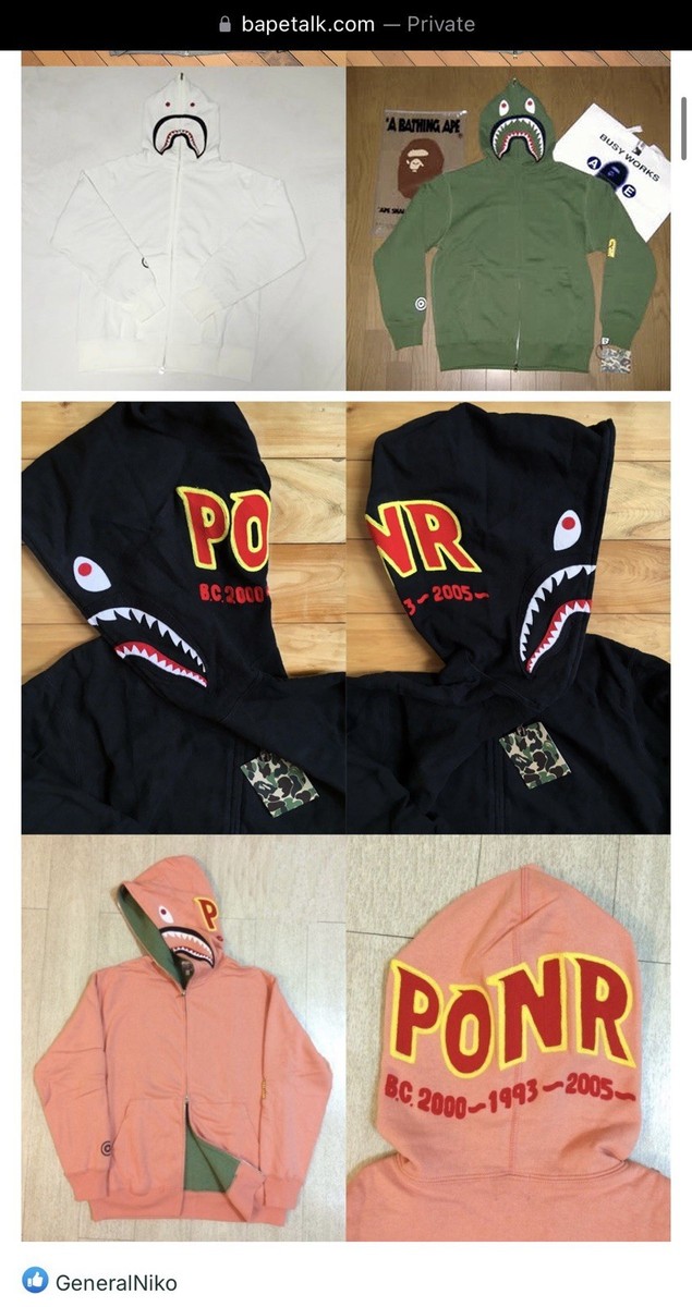 BAPE NFS Salmon PONR Shark Hoodie OG sz XL 2006 Thermal Nigo