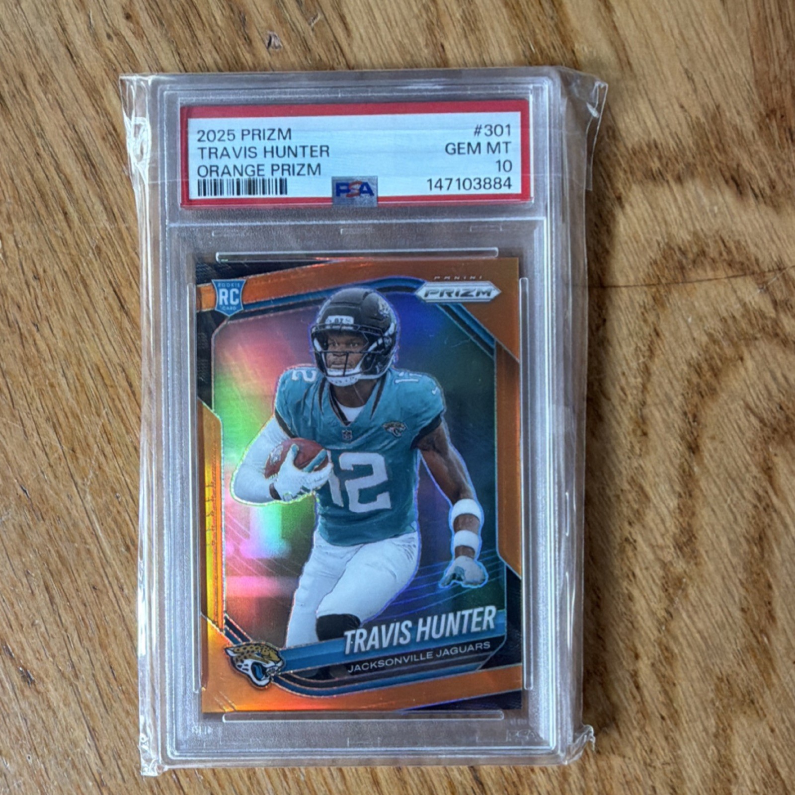 2025 Panini Prizm Travis Hunter #301 Orange Prizm /249 Rookie PSA 10 Jaguars