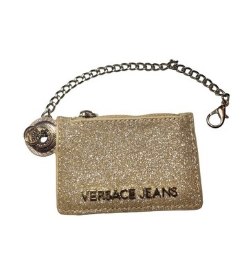 Versace Jeans Gold Glitter Coin Purse with Detachable Chain