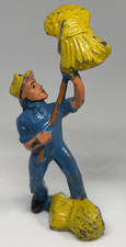 Barclay Manoil Happy Farm Series Lead Toy Farmer Pitching Sheave Yellow Hat