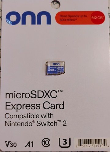 512GB Onn MicroSDXC Express Card For Nintendo Switch 2 - Ready to Ship Micro SD