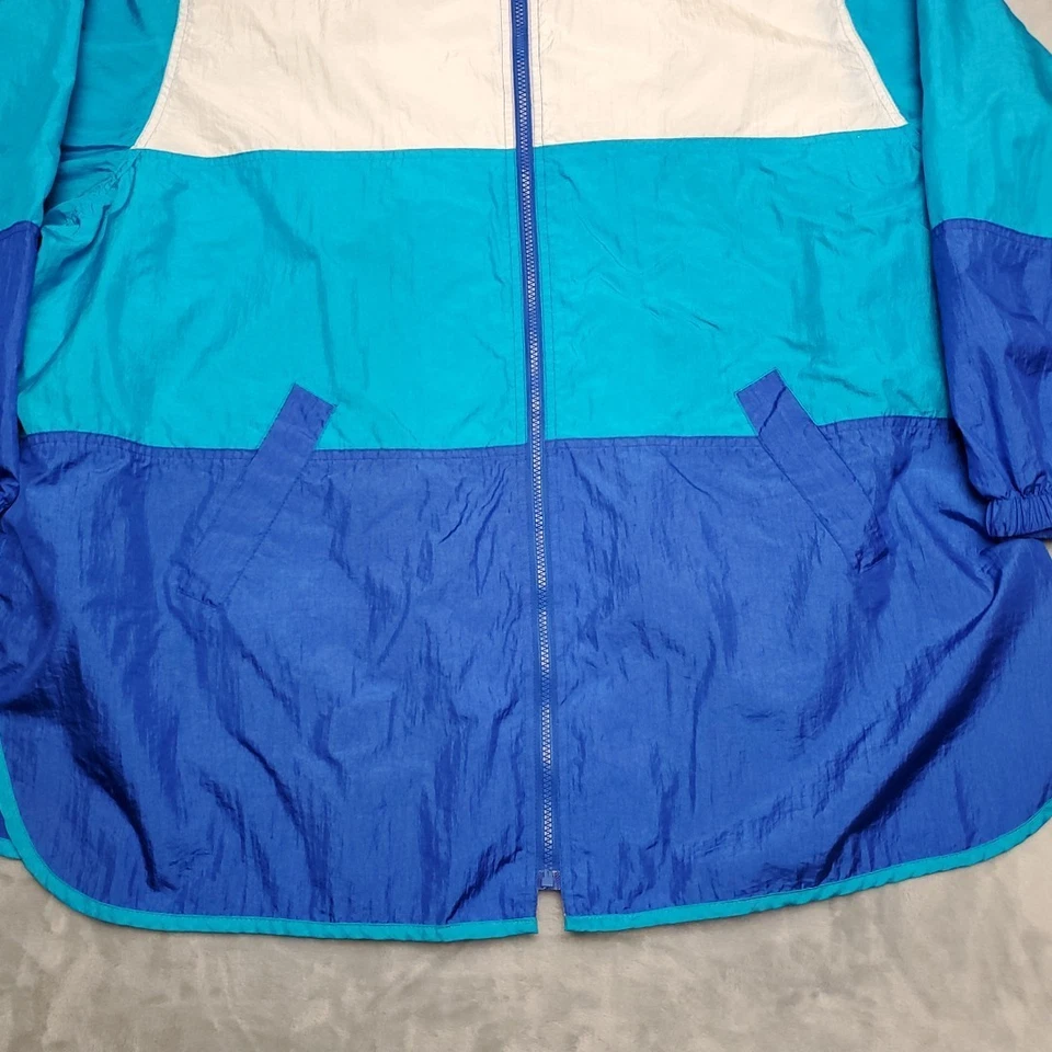 Chaqueta Roamans De Colección Para Hombres 2X Azul Cortavientos Bloque de Color Años 80 90 Retro Nylon Foto 2 de 4
