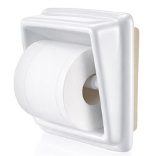 Recessed Ceramic Toilet Paper Holder White TP Bathroom Toilet Paper Holder 7 ...