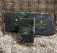RARE Classic Ralph Lauren Jet Black King Deep Fitted Sheet Set NIP 4 pieces