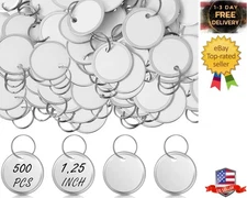Hotop 500 Pieces 1.25 Inches White Metal Rim Key Tags Bulk Key Tags Paper Round