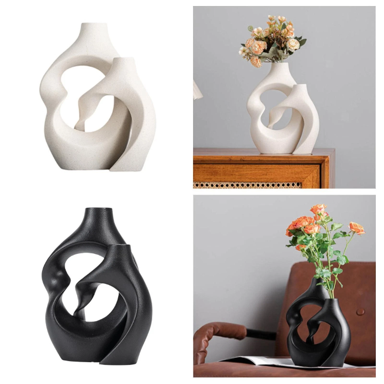 Ceramic Flower Vase Organizer Gift Desktop Arrangement for Kitchen Housewarming