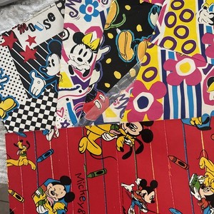 Vintage Disney Mickey & Minnie Mouse And Friends Gift Wrap Paper 6 Sheets