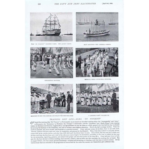 HMS ST VINCENT Training Ship Life I Antique Print 1896