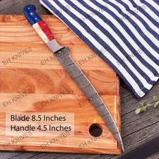 13'' Damascus Steel Fillet Knife - Handmade Flexible Fishing Cutting Sharp Blade