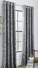 JCP HOME QUINN LEAF 50" X 63" LINED GROMMET PANEL SKYLINE GRAY  NEW