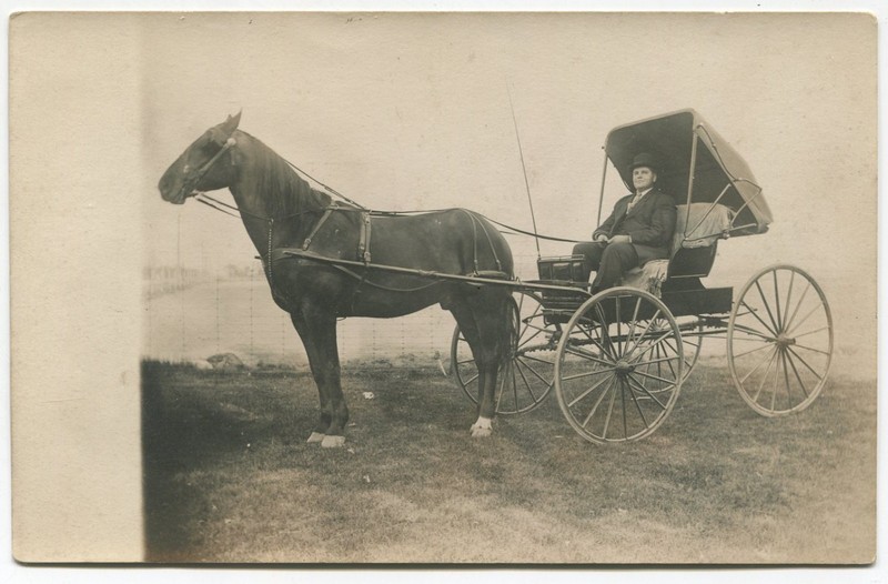 Horse and buggy Cyko real photo postcard.  Undivided back