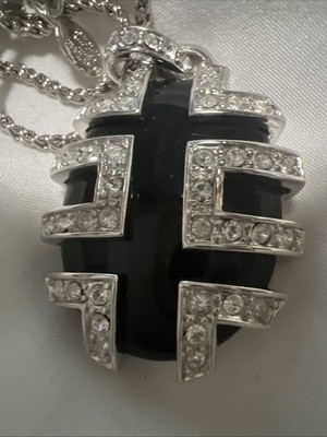 Nolan Miller NNTG Reversible Black And Crystal Art Deco Pendant And Chain