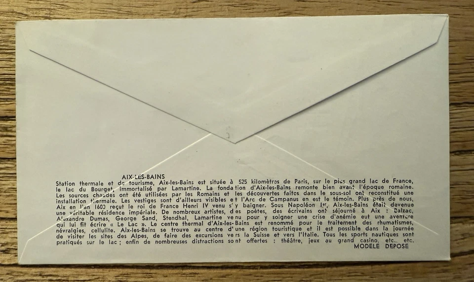 FDC 1965, 1 Enveloppe 1er Jour d’émission, Aix Les Bains, Voilier, Bateau - Photo 2/2