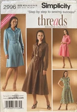 Simplicity  Misses’ Dress Pattern 2996 Size 8-16 UNCUT