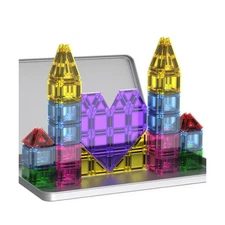 Mini Magnetic Tiles,78PCS Travel Magnetic Tiles Set with Iron Box,P... Fast Ship