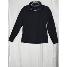 Perry Ellis Mens Black Textured 1/4 Zip Long Sleeve Pullover Sweater Size Medium