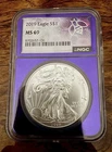2019-P American Silver Eagle ASE $1 Coin, NGC MS69 - TraderBea Purple Core