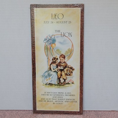 NOS Vtg 1970s Zodiac Wall Plaque LEO THE LION Astrology Action Home Fair